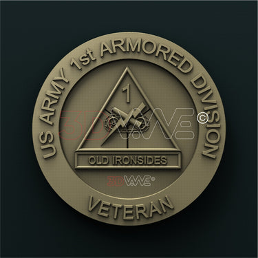 US ARMY, 1st ARMORED DIVISION VETERAN 3D STL 3DWave